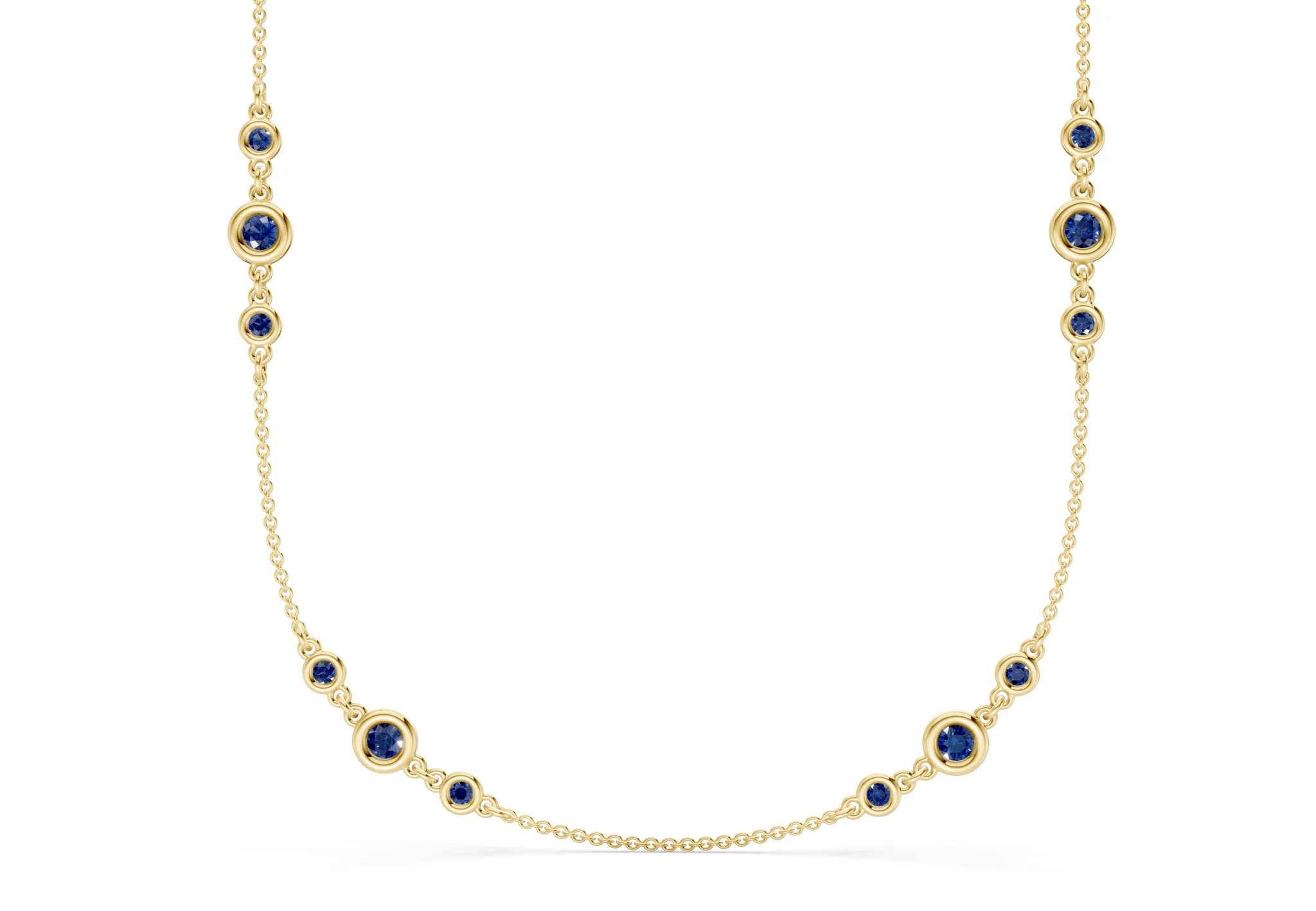 Trio Sapphire Gemstone Stationed Necklace 1½ Carat Total Wt. - Image 5