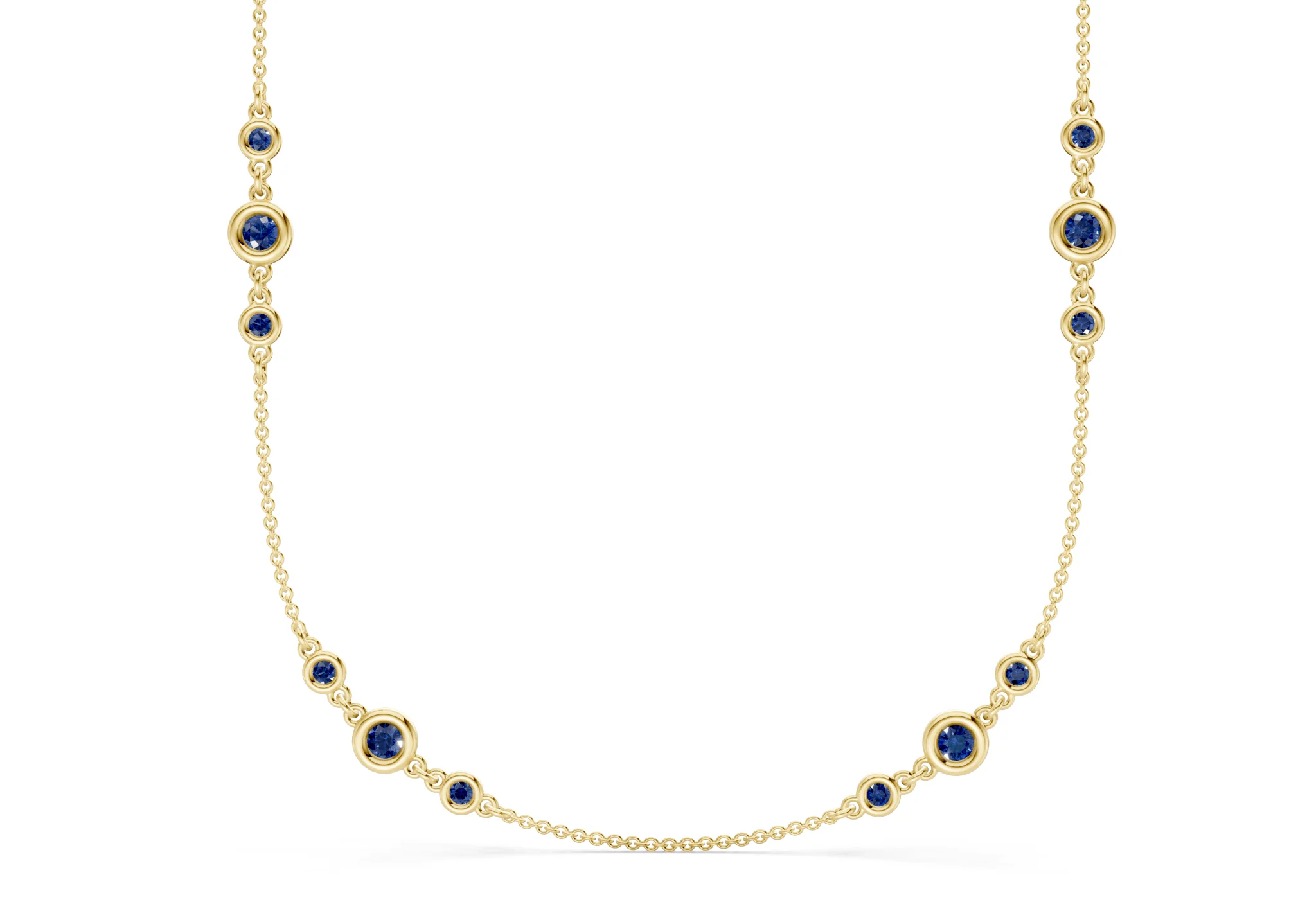 Trio Sapphire Gemstone Stationed Necklace 1½ Carat Total Wt. - Image 8