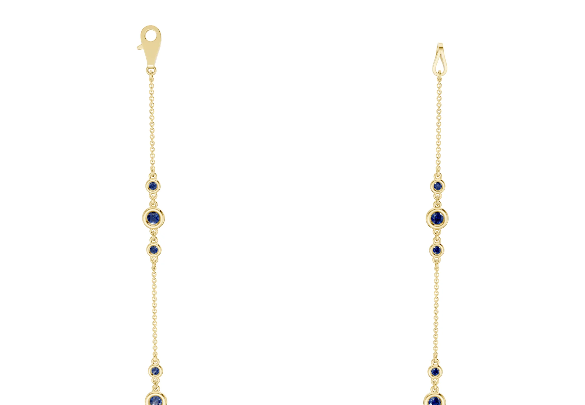 Trio Sapphire Gemstone Stationed Necklace 1½ Carat Total Wt. - Image 9