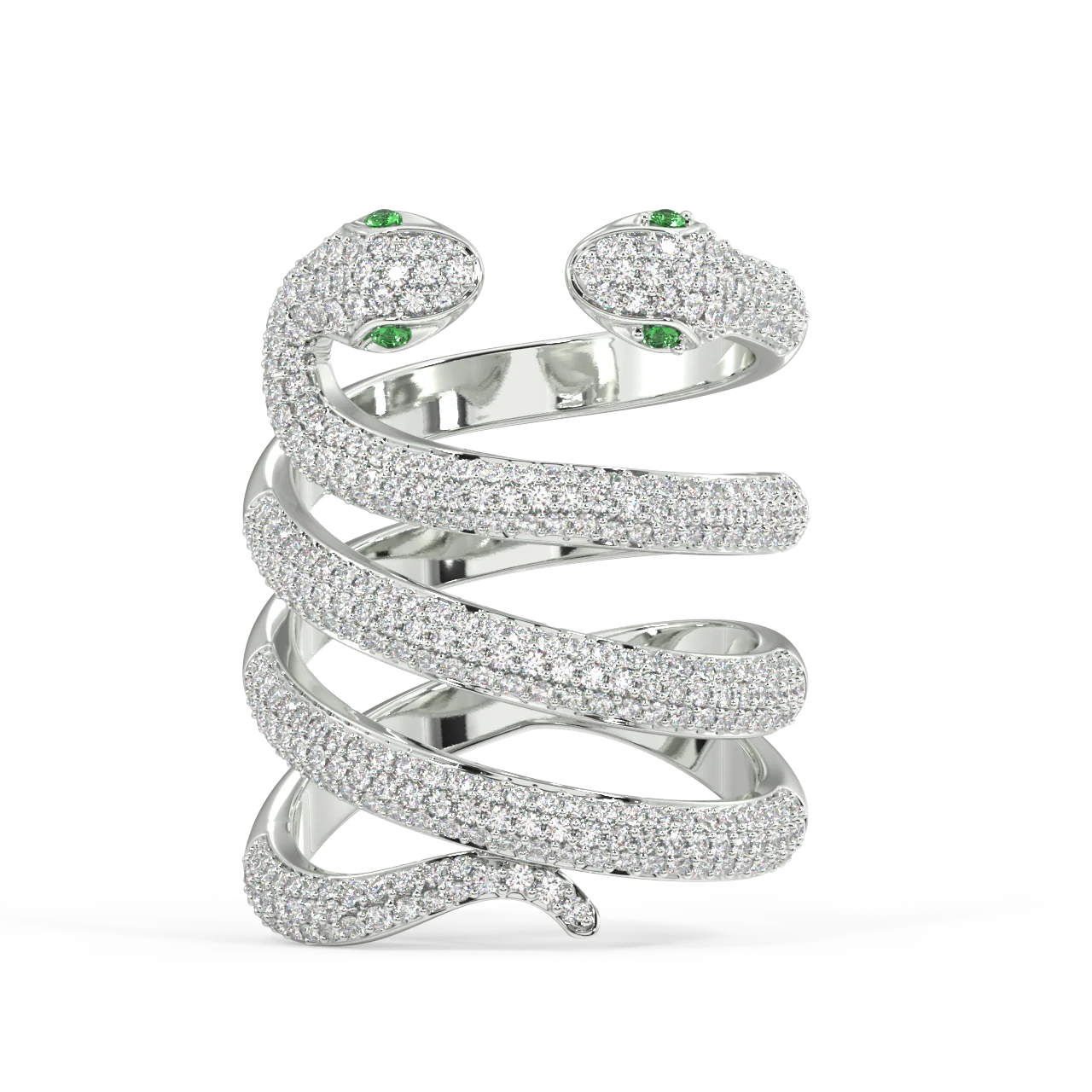 Twin Gilded Serpent Round Diamond Ring - Image 11