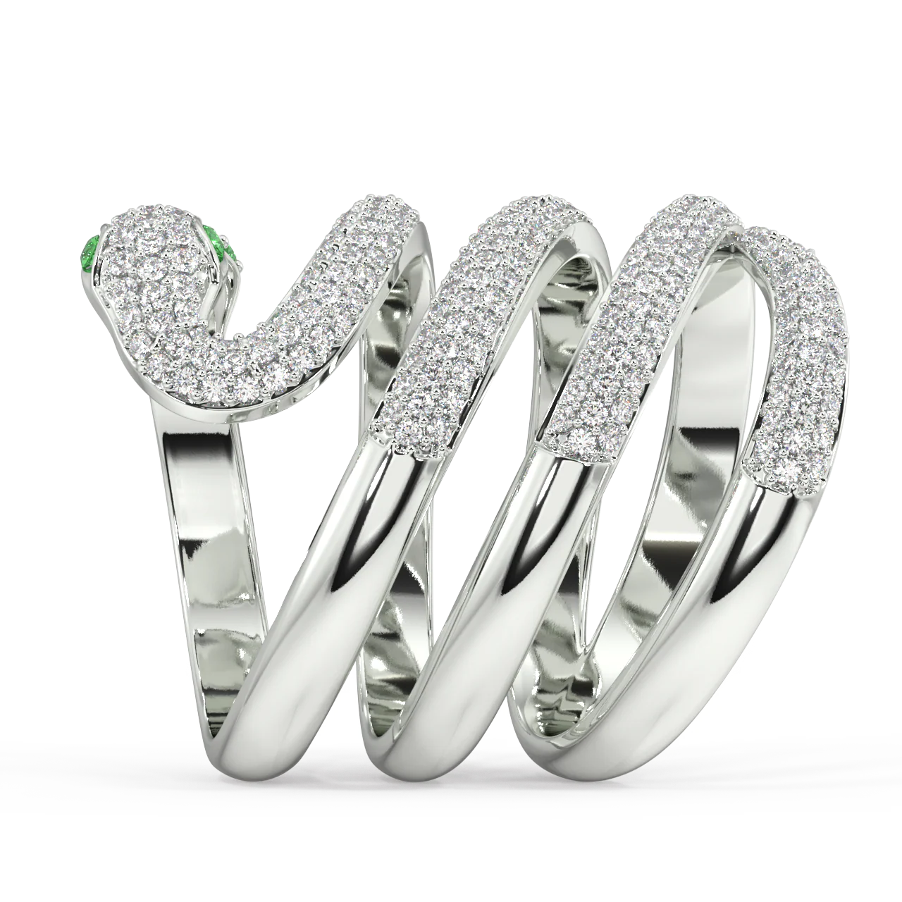 Twin Gilded Serpent Round Diamond Ring - Image 14