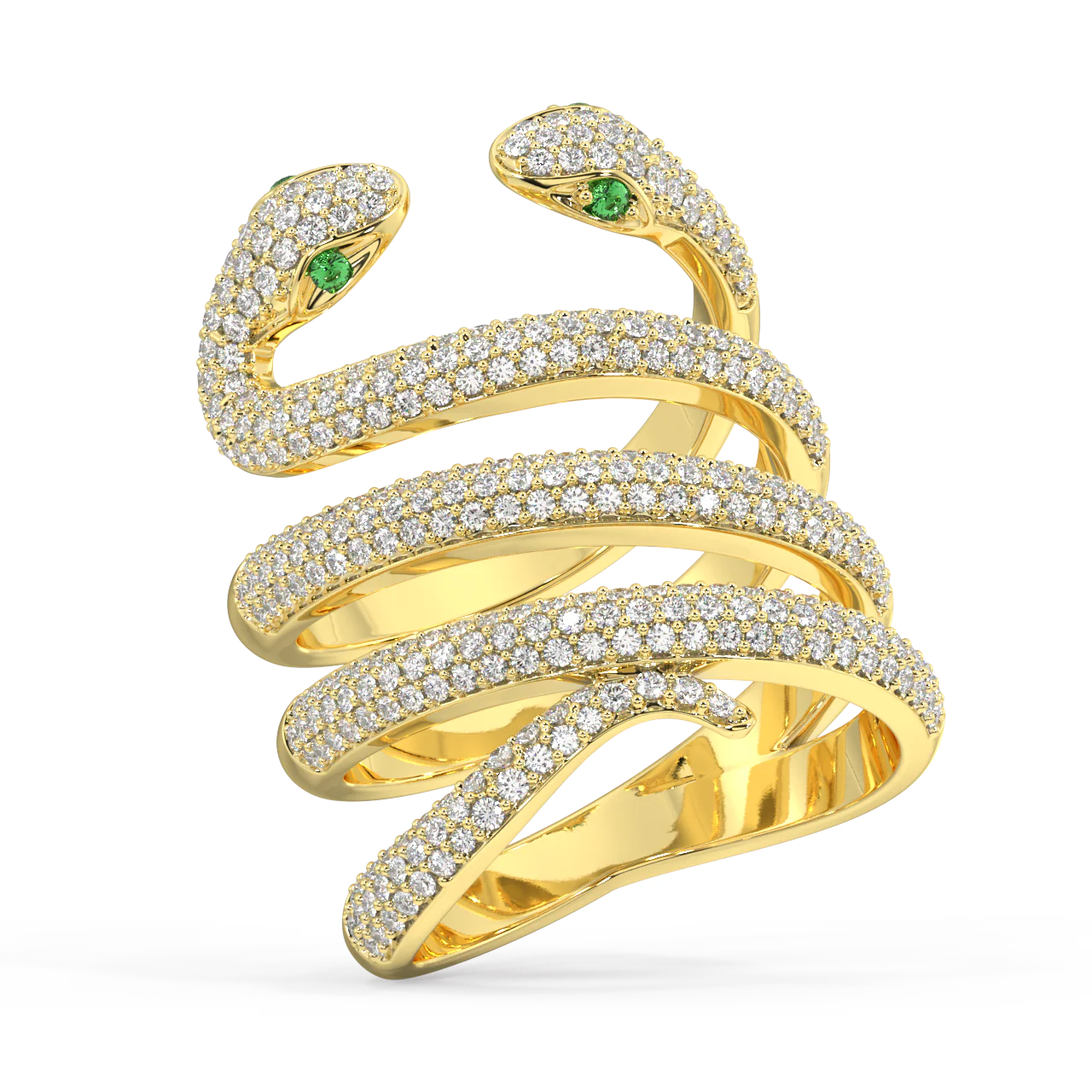 Twin Gilded Serpent Round Diamond Ring - Image 2