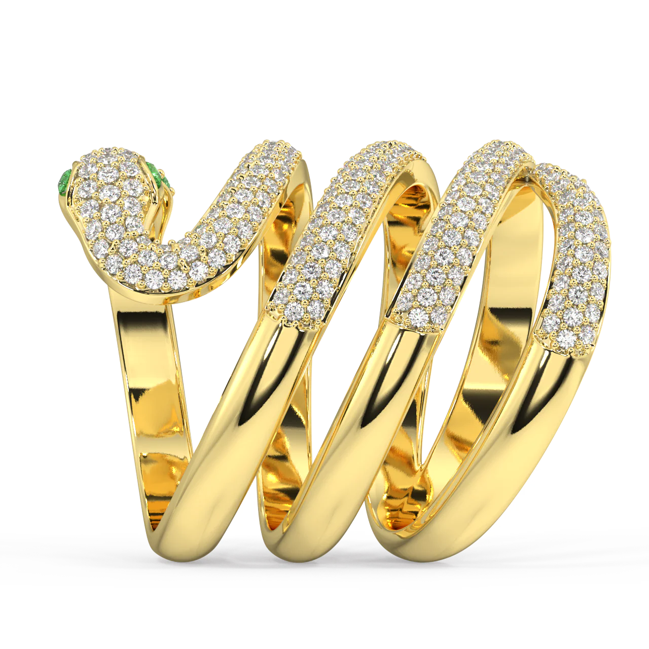 Twin Gilded Serpent Round Diamond Ring - Image 4