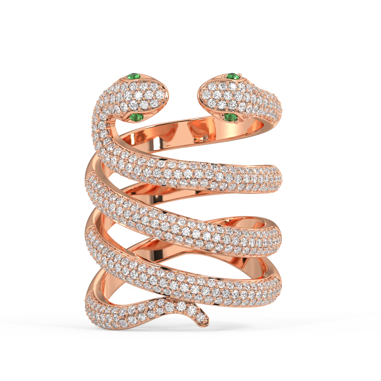 Twin Gilded Serpent Round Diamond Ring - Image 6