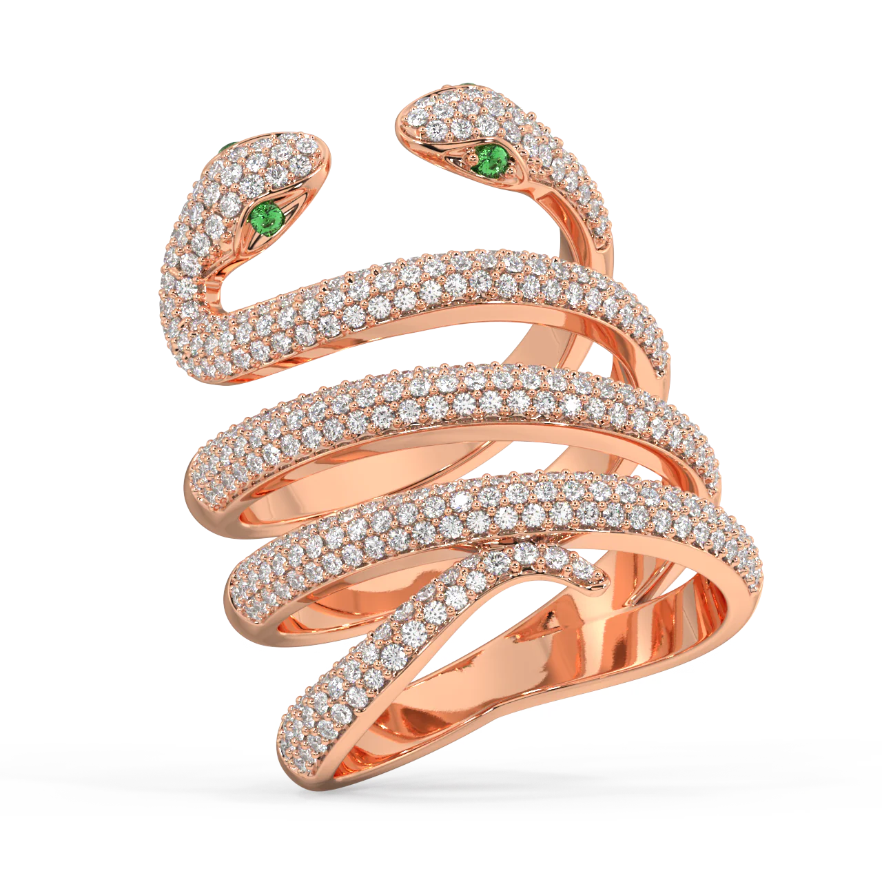 Twin Gilded Serpent Round Diamond Ring - Image 7