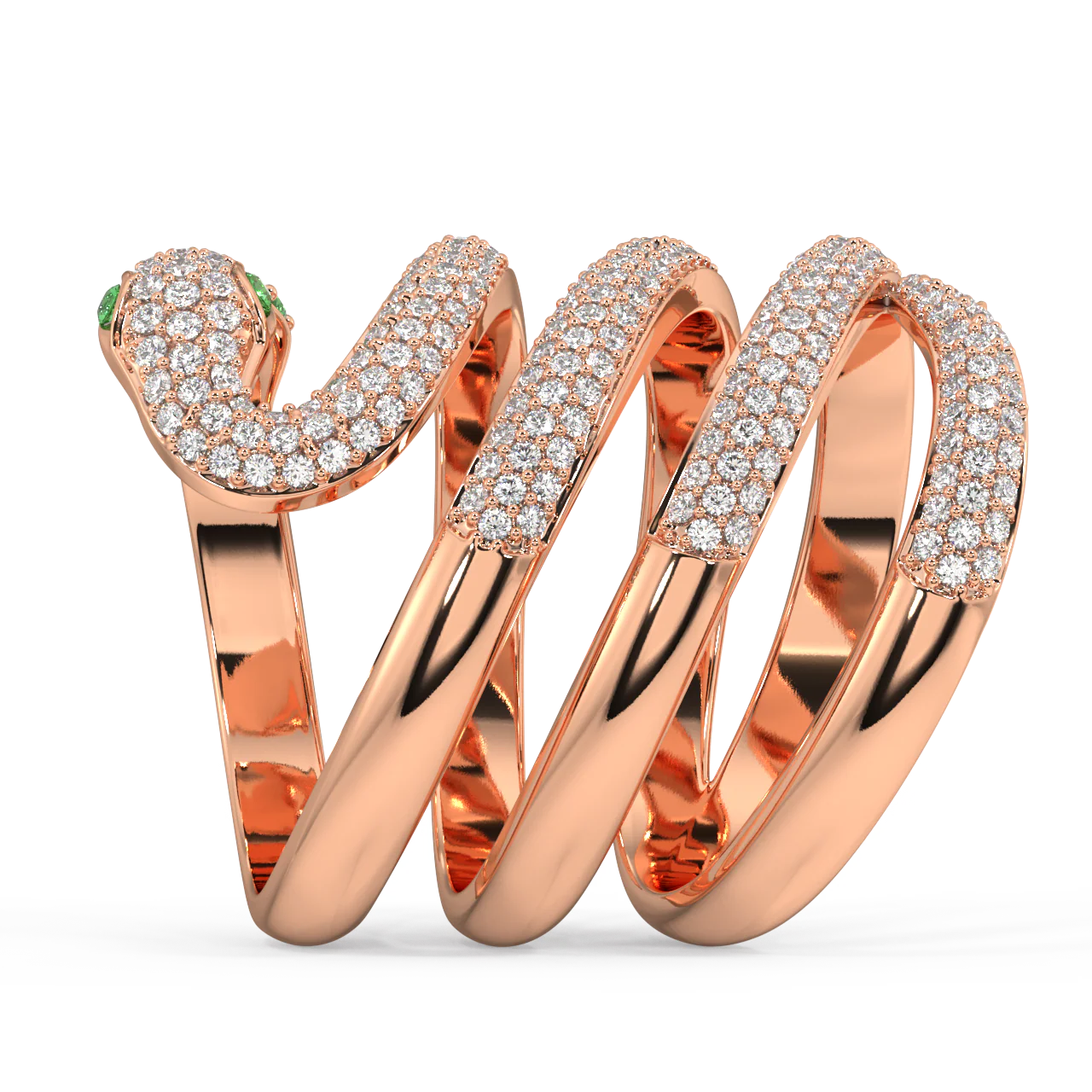 Twin Gilded Serpent Round Diamond Ring - Image 9