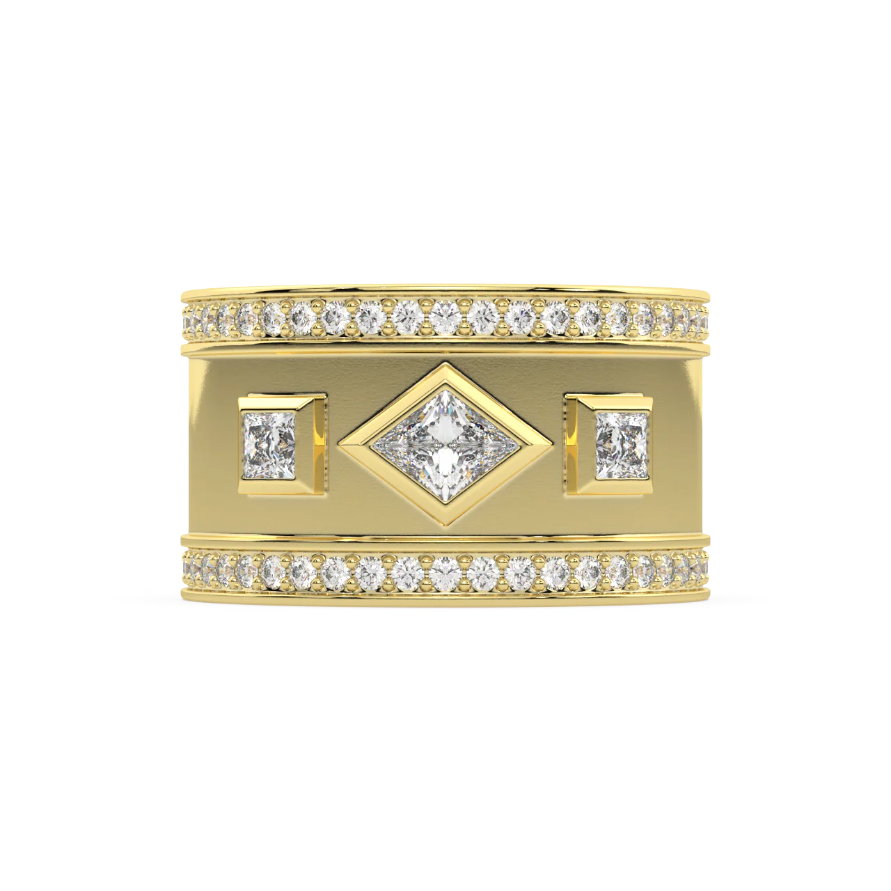 White Lozenge and Carre Diamonds Ring