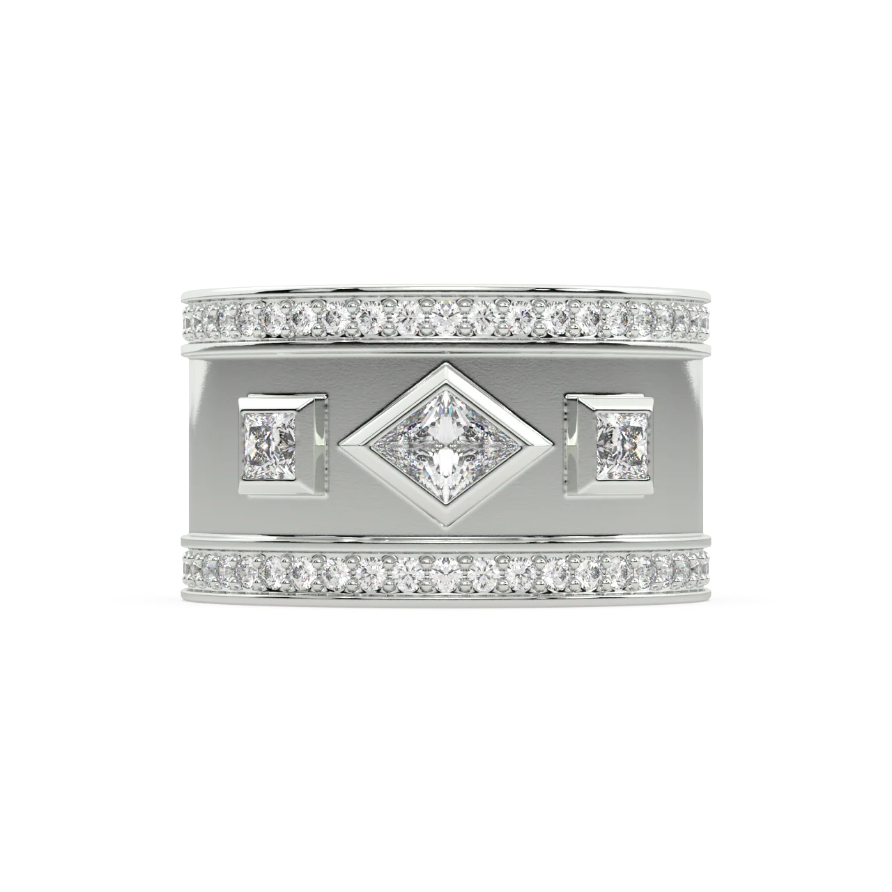 White Lozenge and Carre Diamonds Ring - Image 11