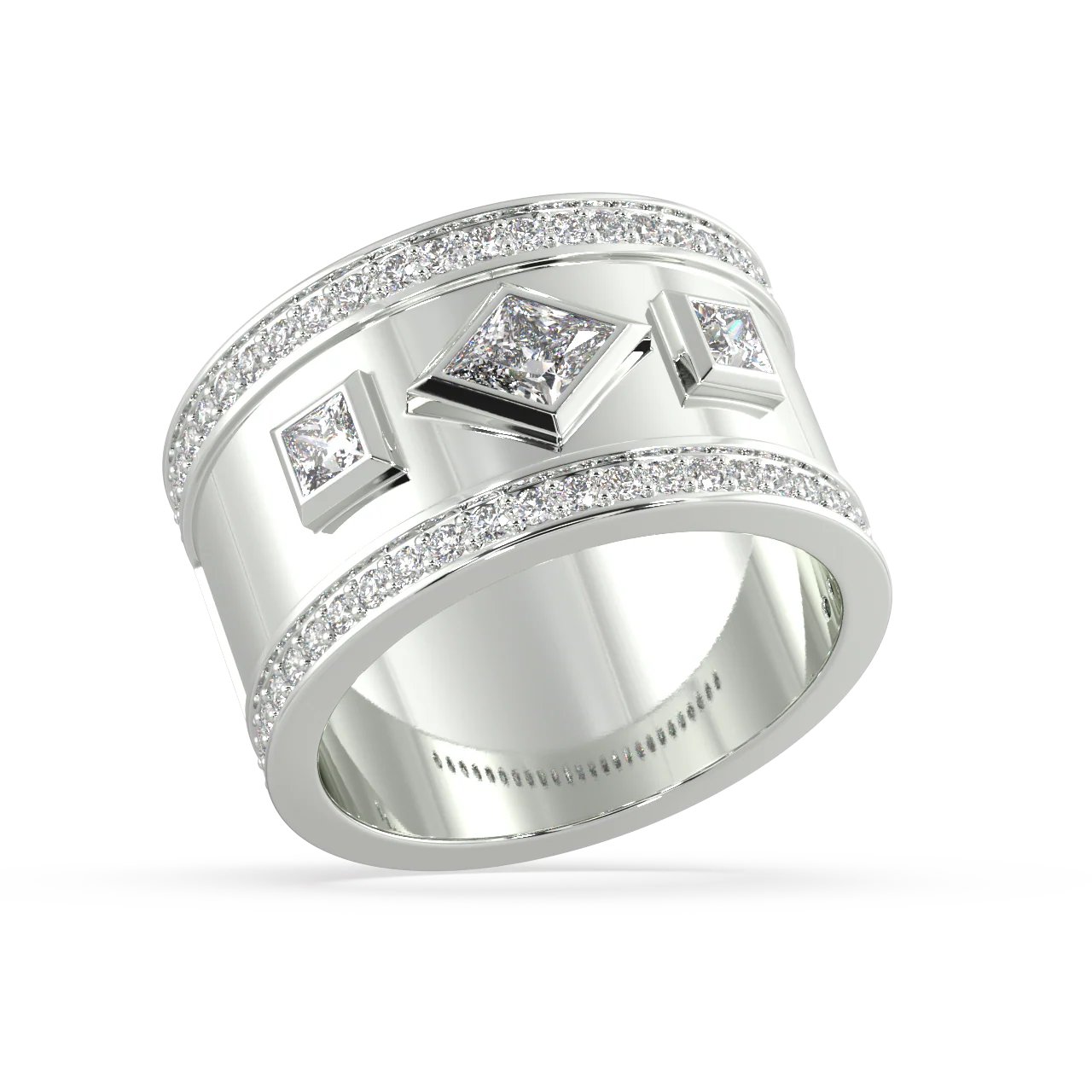 White Lozenge and Carre Diamonds Ring - Image 12