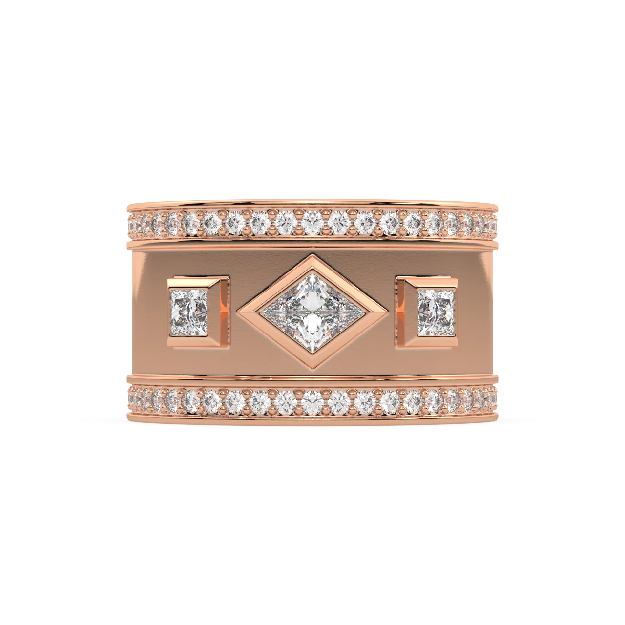 White Lozenge and Carre Diamonds Ring - Image 6