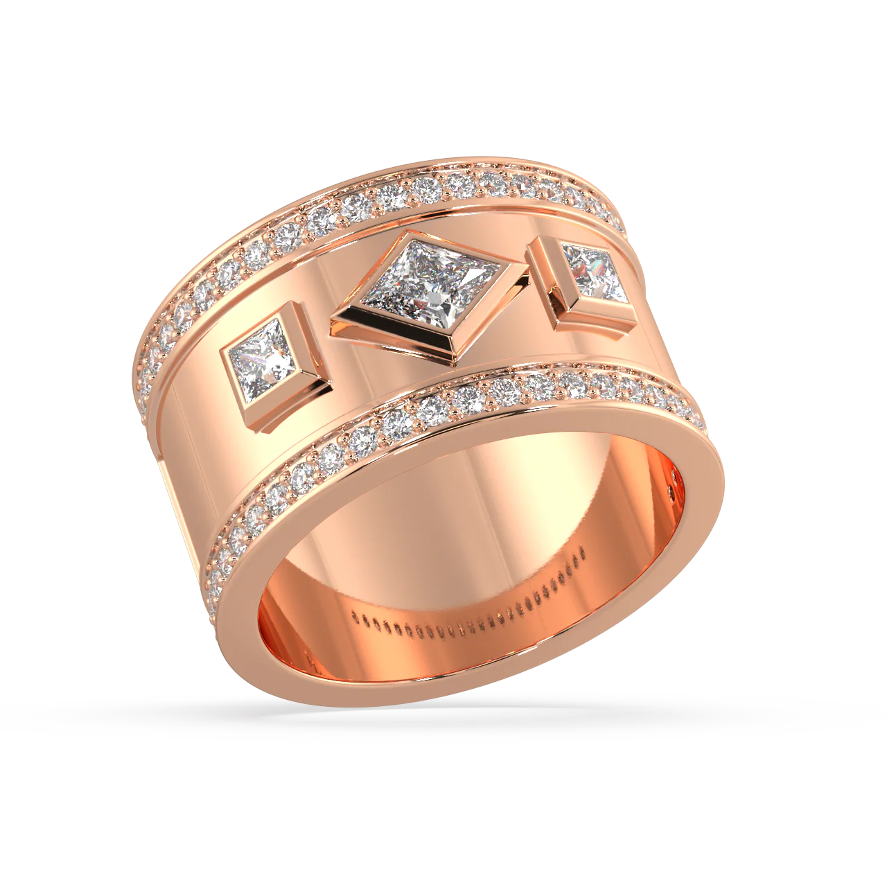 White Lozenge and Carre Diamonds Ring - Image 7